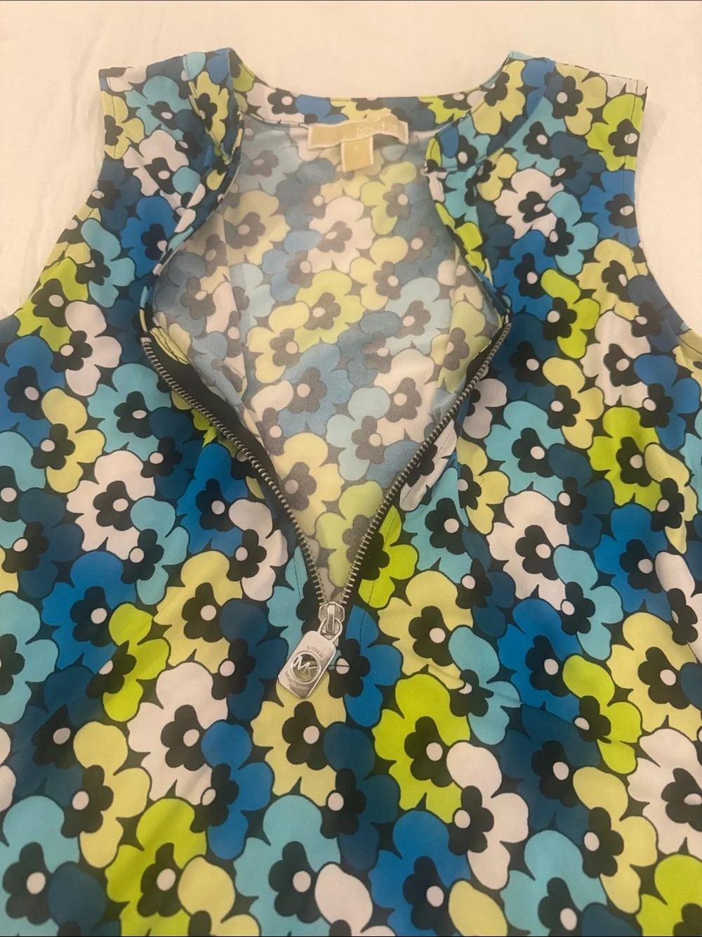 Michael Kors Blue, Lime & White Floral Tank Top